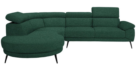 ECKSOFA in Velours Grün  - Schwarz/Grün, Design, Textil/Metall (264/299cm) - Novel