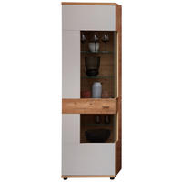 VITRINE  in teilmassiv Wildeiche Hellgrau, Eiche Artisan, Wildeiche - Wildeiche/Zinkfarben, Design, Glas/Holz (60/201/38cm) - Novel