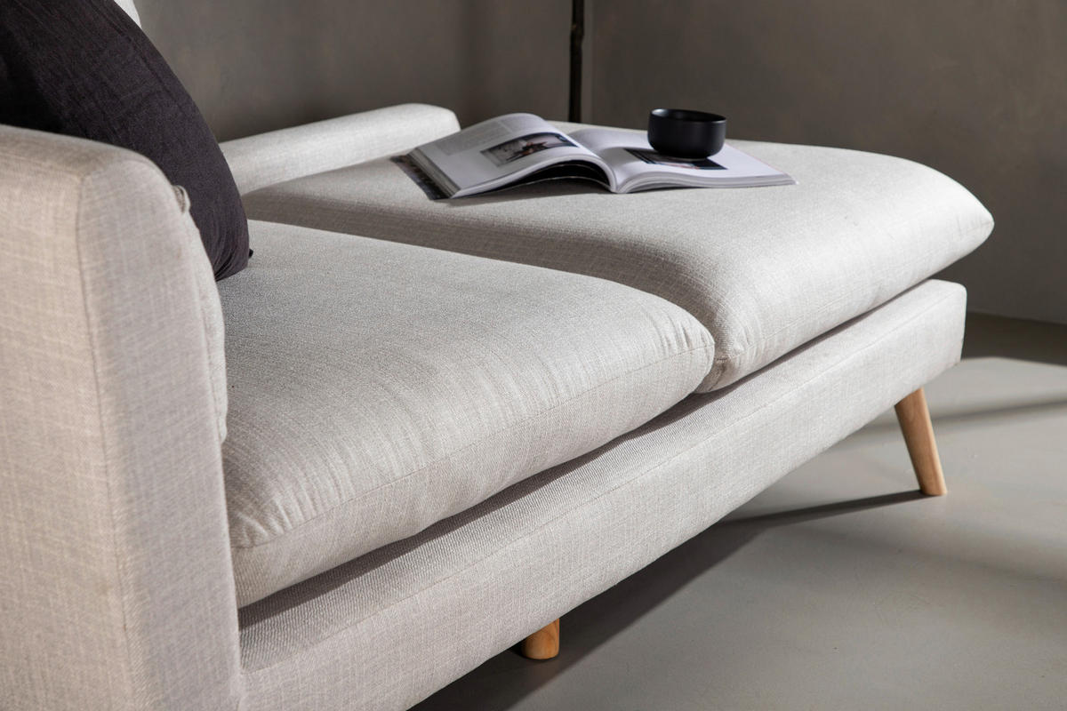 RÉCAMIERE in Leinenoptik Beige  - Beige, Design, Holz/Textil (174/80/93cm) - Livetastic