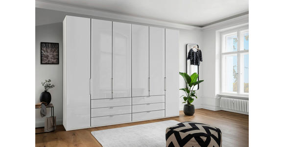 FALTTÜRENSCHRANK 300/216/58 cm 6-türig Weiß - Chromfarben/Weiß, KONVENTIONELL, Glas/Holzwerkstoff (300/216/58cm) - Dieter Knoll