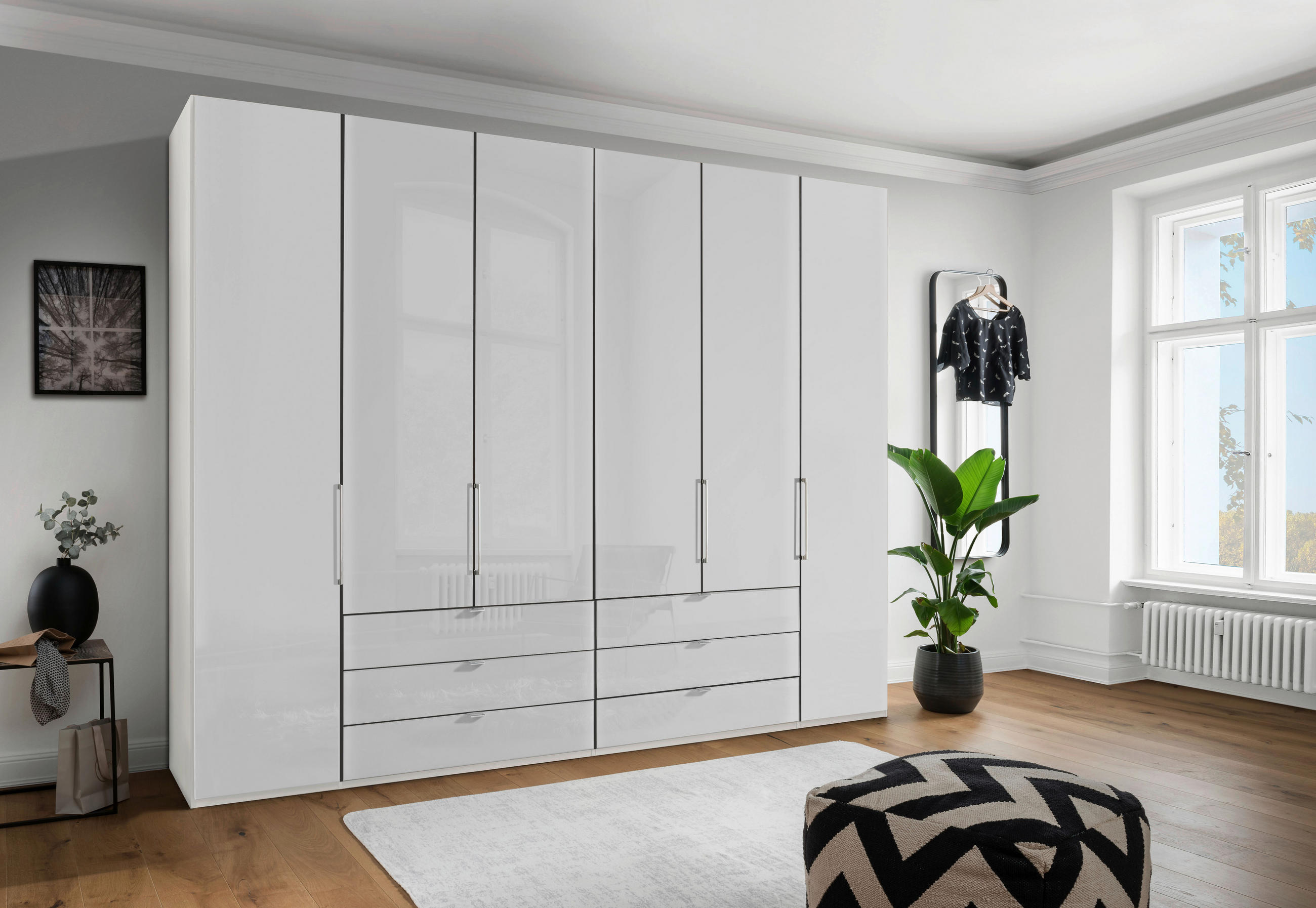 FALTTÜRENSCHRANK in Weiss  - Chromfarben/Weiss, Konventionell, Glas/Holzwerkstoff (300/216/58cm) - Dieter Knoll