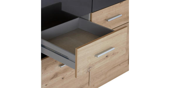 KLEIDERSCHRANK 181/197/54 cm 4-türig Dunkelgrau, Eiche Artisan - Dunkelgrau/Silberfarben, Design, Holzwerkstoff/Kunststoff (181/197/54cm) - Carryhome