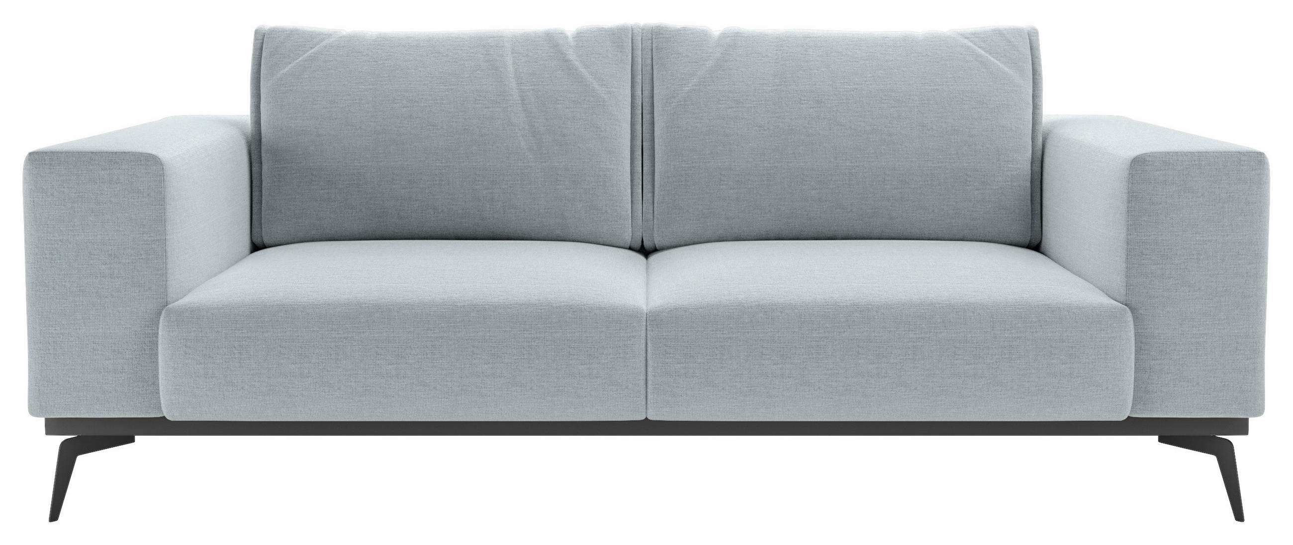 2-SITZER-SOFA in beflockt Hellgrau  - Hellgrau/Schwarz, Design, Holz/Textil (250/87/95cm) - MID.YOU