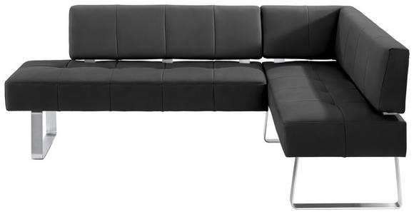 ECKBANK 227/165 cm in Edelstahlfarben, Dunkelbraun - Edelstahlfarben/Dunkelbraun, Design, Textil/Metall (227/165cm) - Moderano