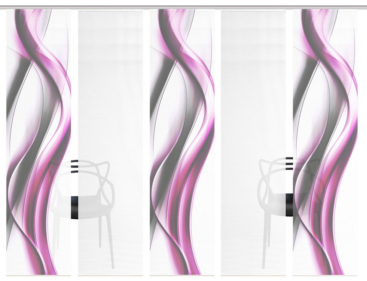 FLÄCHENVORHANG  5 Stück  blickdicht  60/260 cm   - Pink/Weiß, Design, Textil (60/260cm)