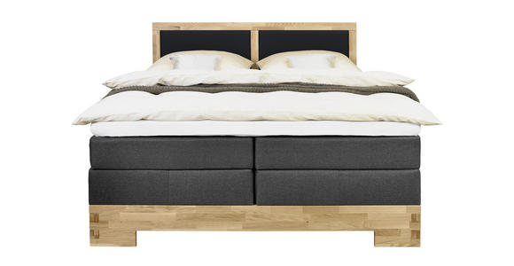 BOXSPRINGBETT 180/200 cm  in Schwarz, Eichefarben  - Eichefarben/Schwarz, Natur, Holz/Textil (180/200cm) - Linea Natura