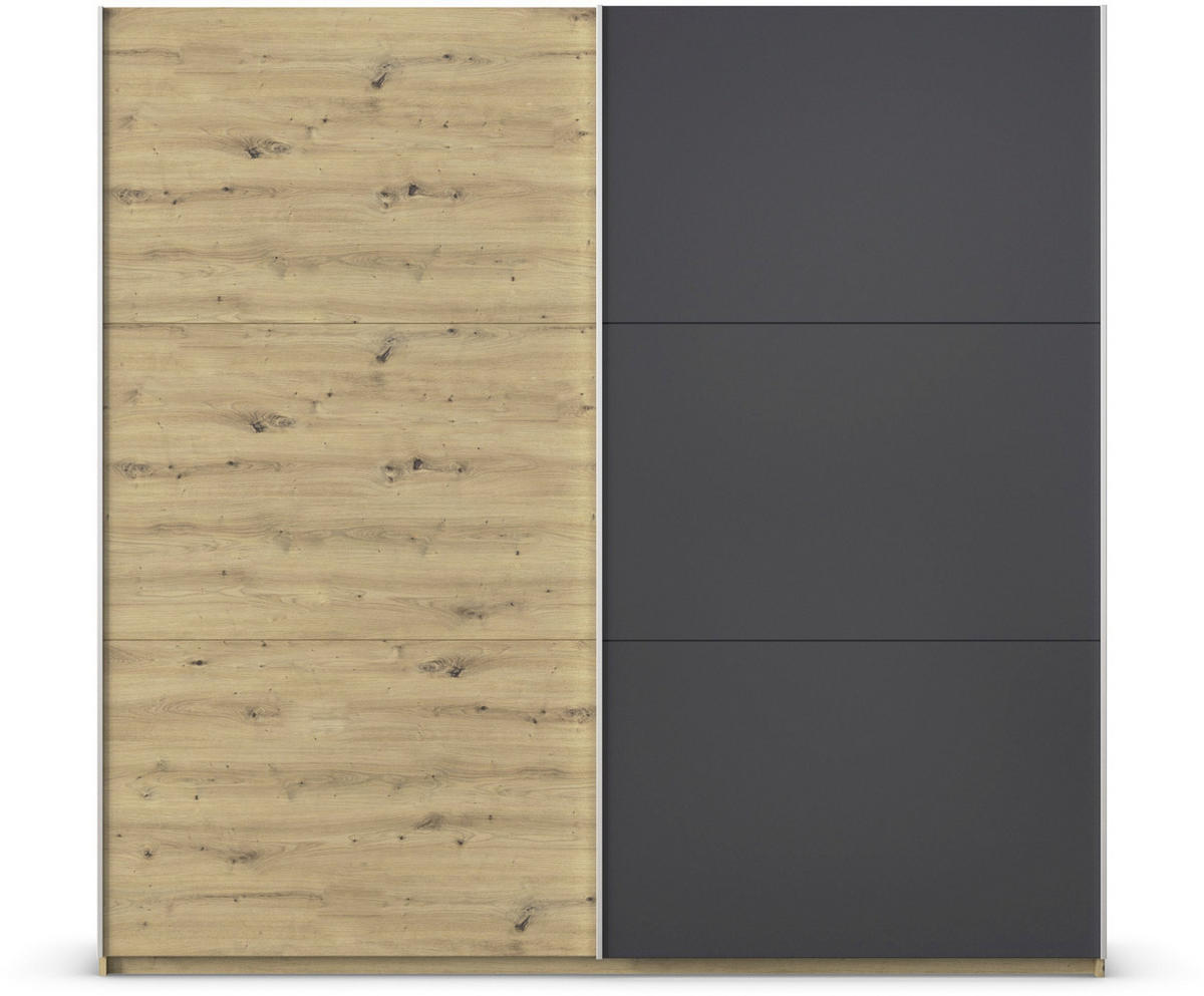 SCHWEBETÜRENSCHRANK 218/210/59 cm 2-türig Dunkelgrau, Eiche Artisan  - Dunkelgrau/Alufarben, Design, Holzwerkstoff/Metall (218/210/59cm) - Rauch Möbel