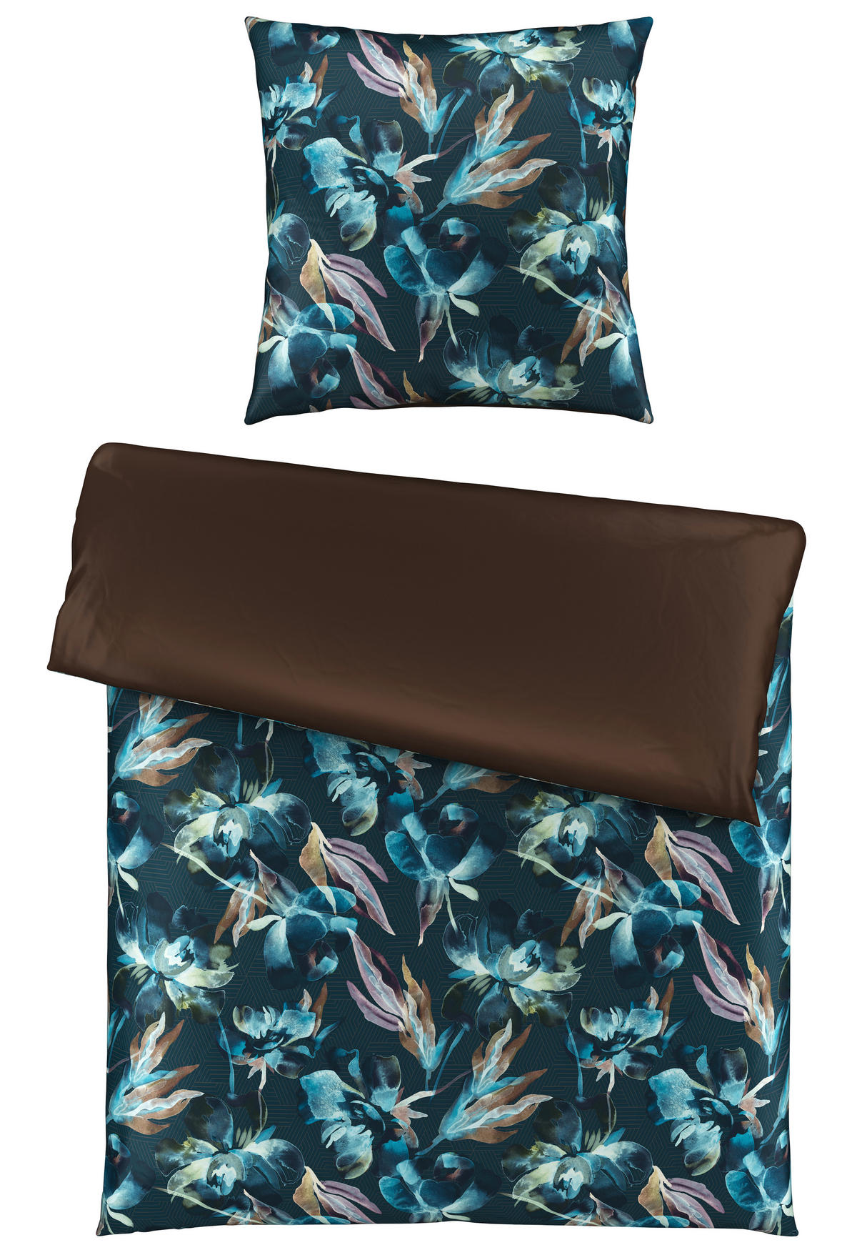 WENDEBETTWÄSCHE HELLA Satin 135/200 cm  - Petrol/Braun, Textil (135/200cm) - Novel