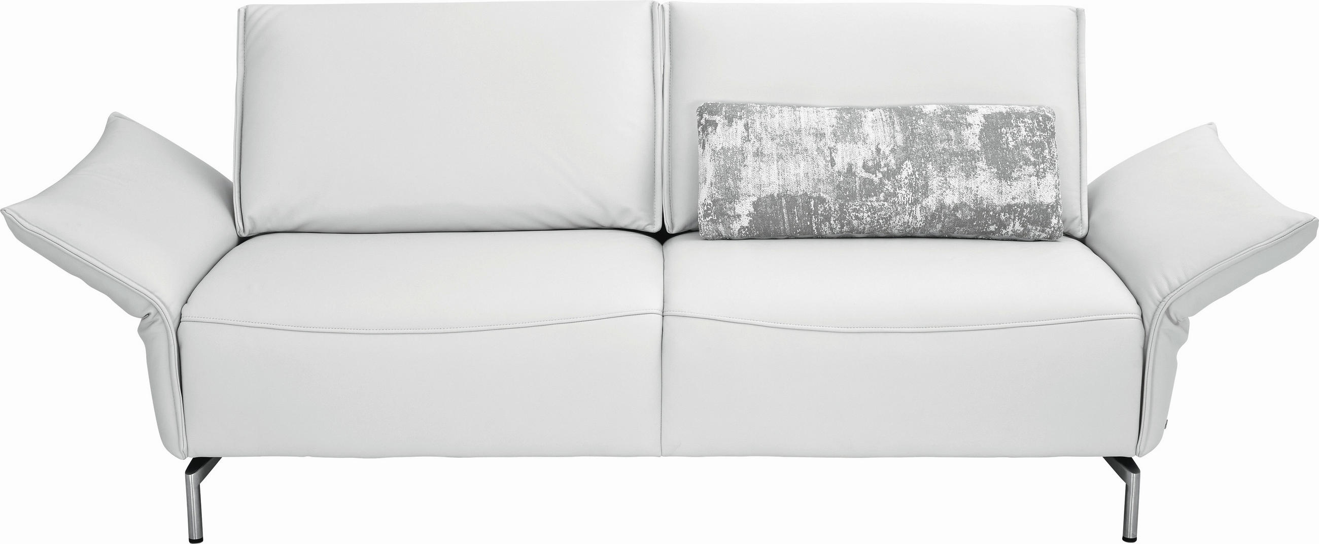 2,5-SITZER in Echtleder Weiss  - Weiss/Nickelfarben, Design, Leder/Metall (200/107/88cm) - Koinor