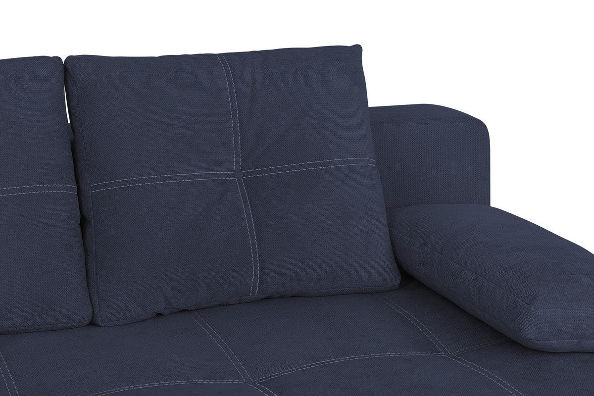 SCHLAFSOFA  mit Webstoff Dunkelblau  - Chromfarben/Schwarz, Design, Kunststoff/Textil (200/90/110cm) - P & B
