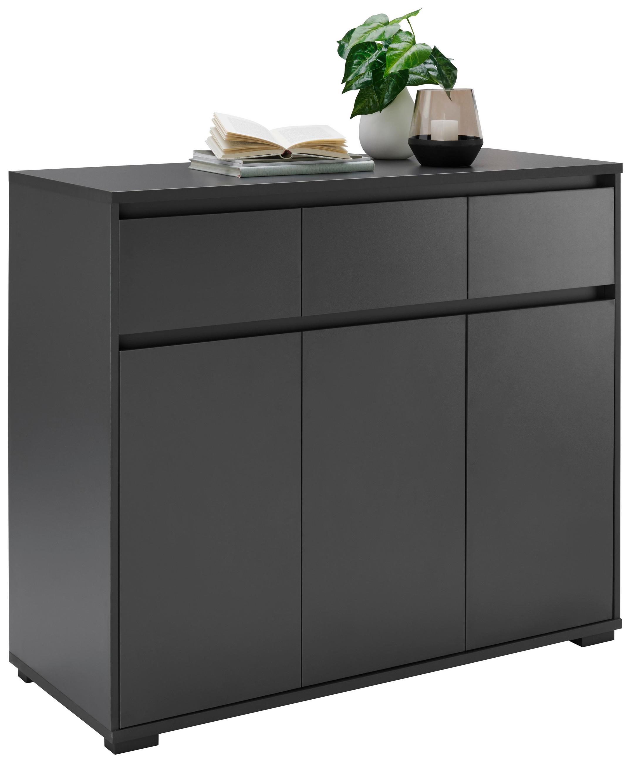 KOMODA, antracit  - antracit, Design, umetna masa/leseni material (120/103/48cm) - Carryhome