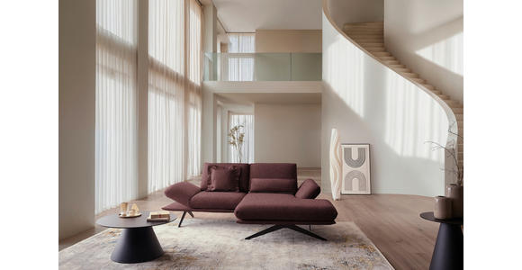 ECKSOFA  in Flachgewebe Bordeaux  234/155 cm  - Bordeaux/Schwarz, Design, Textil/Metall (234/155cm) - Dieter Knoll