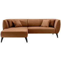 ECKSOFA Cognac Lederlook  - Cognac/Schwarz, MODERN, Holz/Textil (160/264cm) - Livetastic