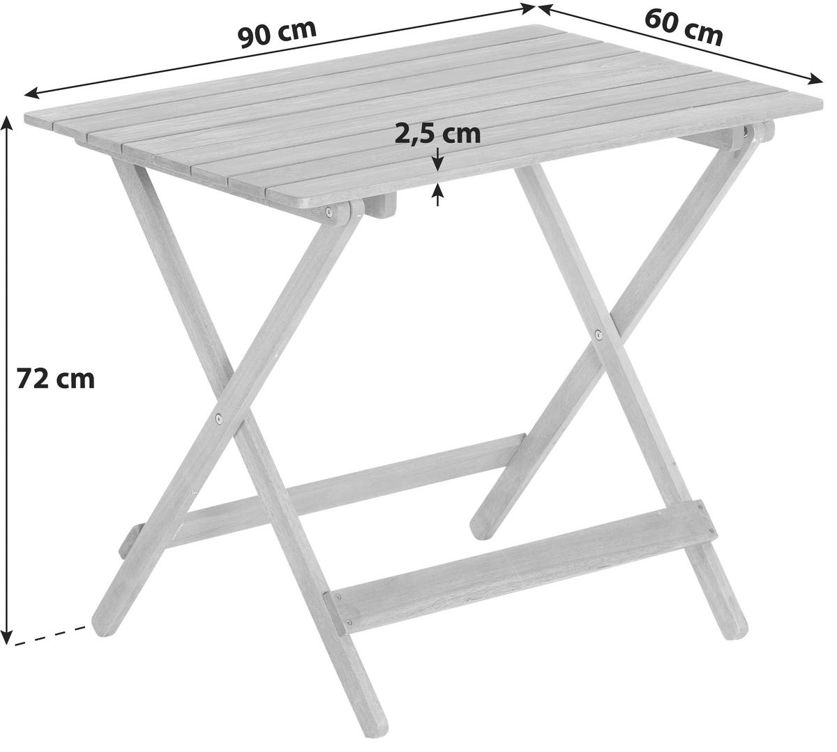 SKLADACÍ ZÁHRADNÝ STÔL, drevo, 90/72/60 cm - prírodná farba, Konventionell, drevo (90/72/60cm) - Gardenson
