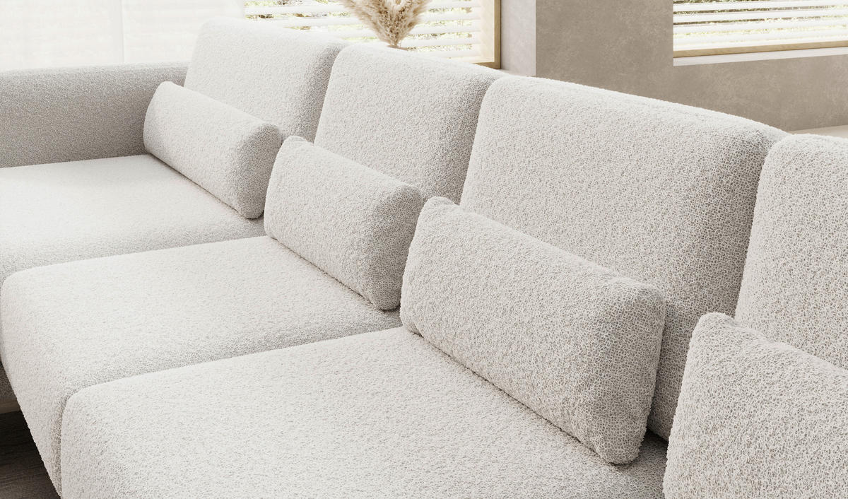 WOHNLANDSCHAFT in Webstoff Creme  - Creme/Schwarz, Design, Textil/Metall (104/346/111cm) - Livetastic