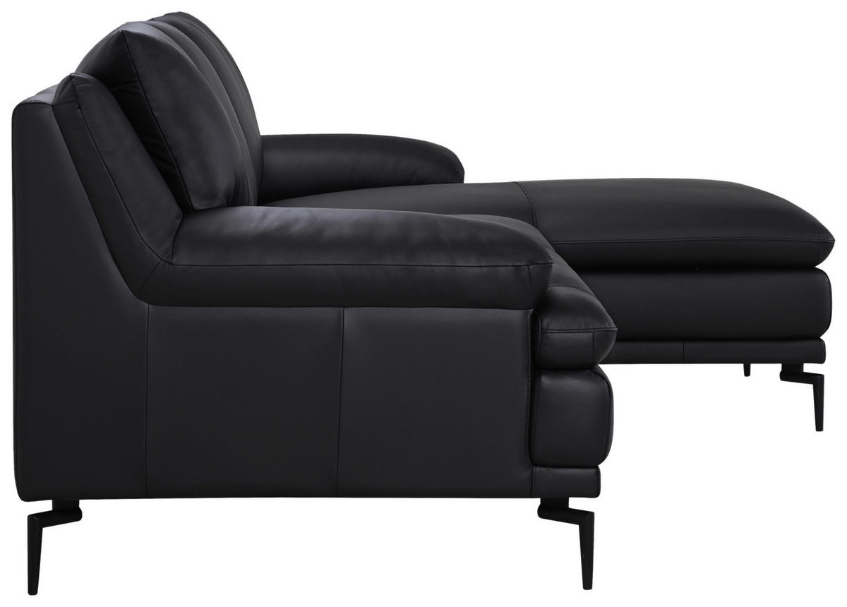 ECKSOFA Schwarz Echtleder  - Schwarz, Design, Leder (248/158cm) - MID.YOU