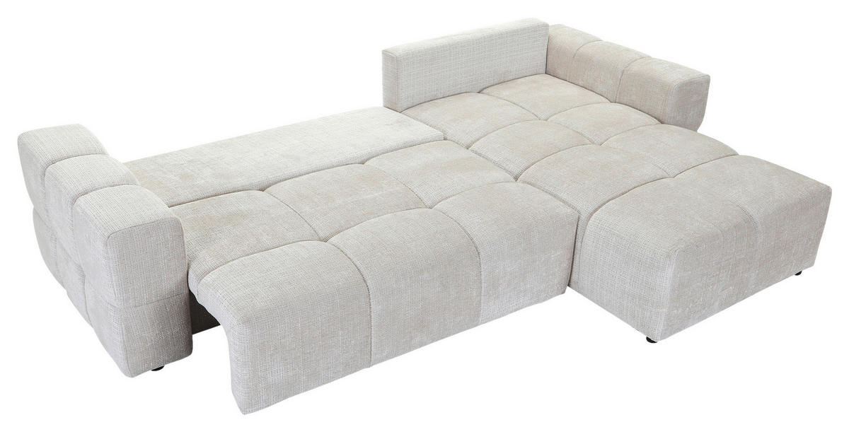 ECKSOFA in Chenille Creme  - Creme/Schwarz, KONVENTIONELL, Kunststoff/Textil (283/180cm) - Carryhome