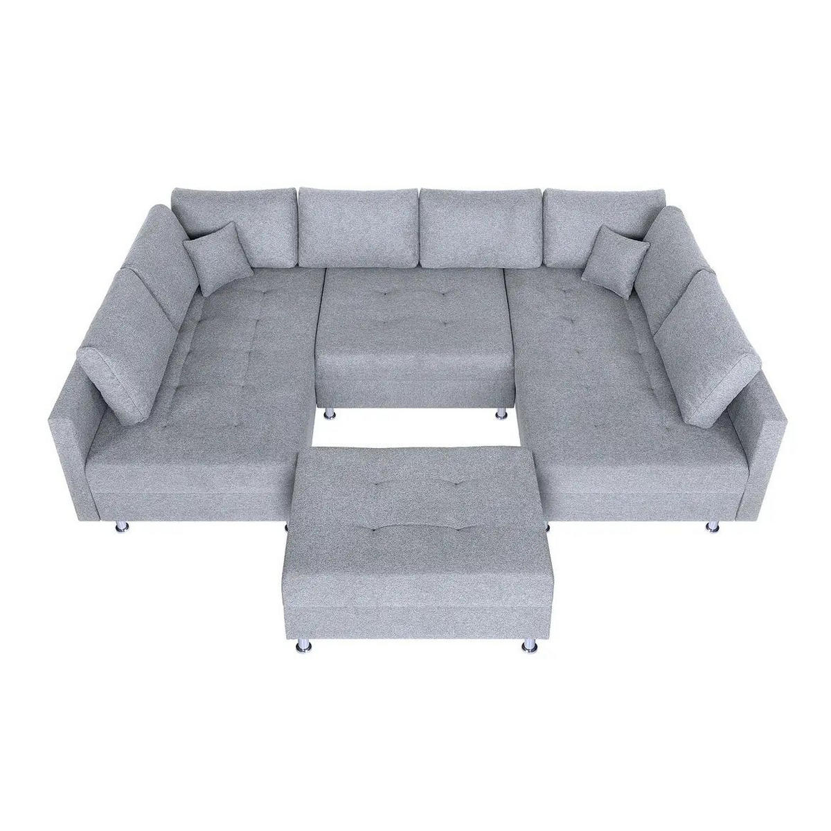 WOHNLANDSCHAFT Silberfarben Webstoff  - Chromfarben/Silberfarben, Design, Textil (192/308/192cm) - P & B