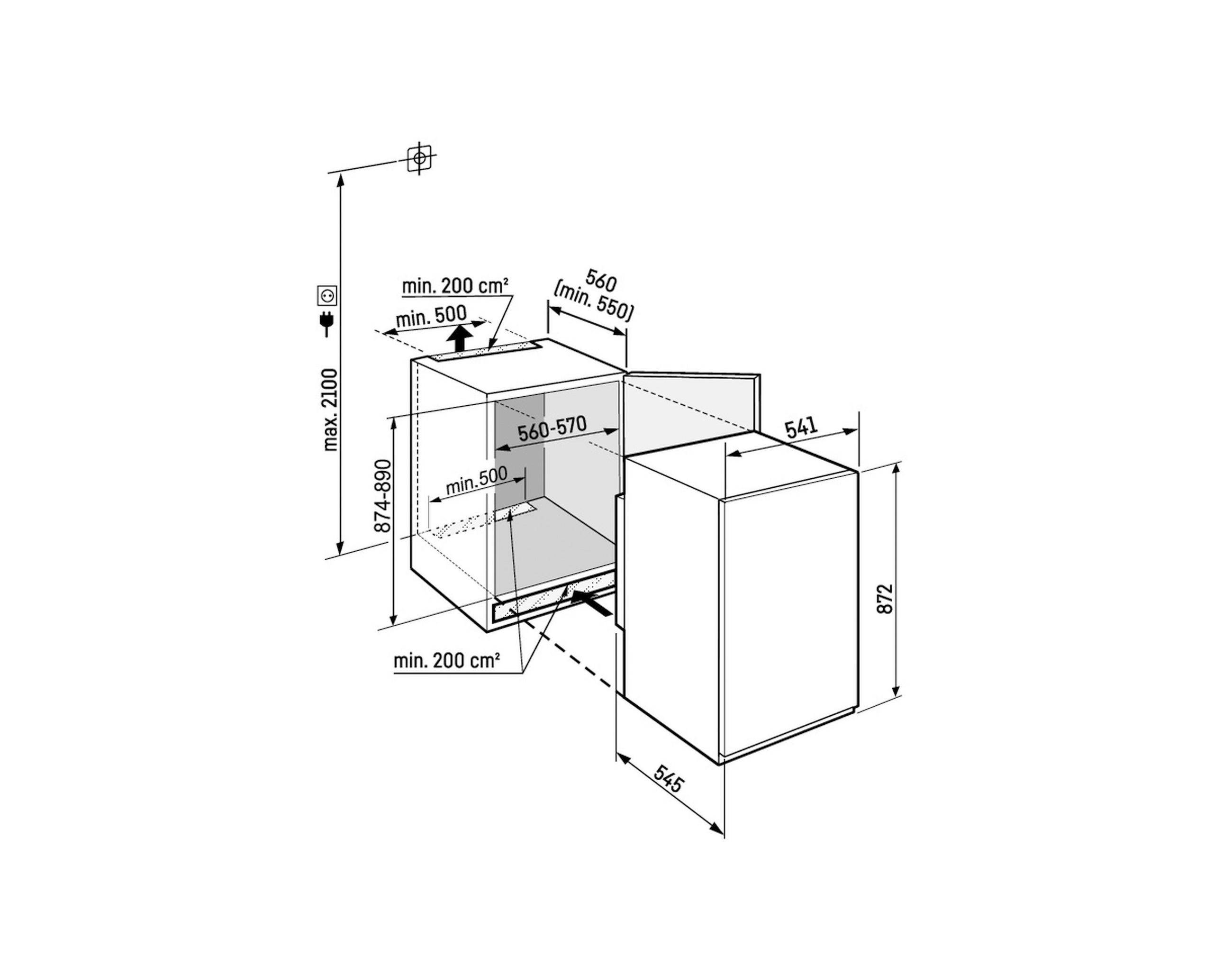 Thumbnail - Liebherr Kühlschrank, Weiß, Metall, 1 Schublade(n) Schubladen, E, 54.1x87.2x54.5 cm, Gefrierfach, LED-Innenbeleuchtung, ...
