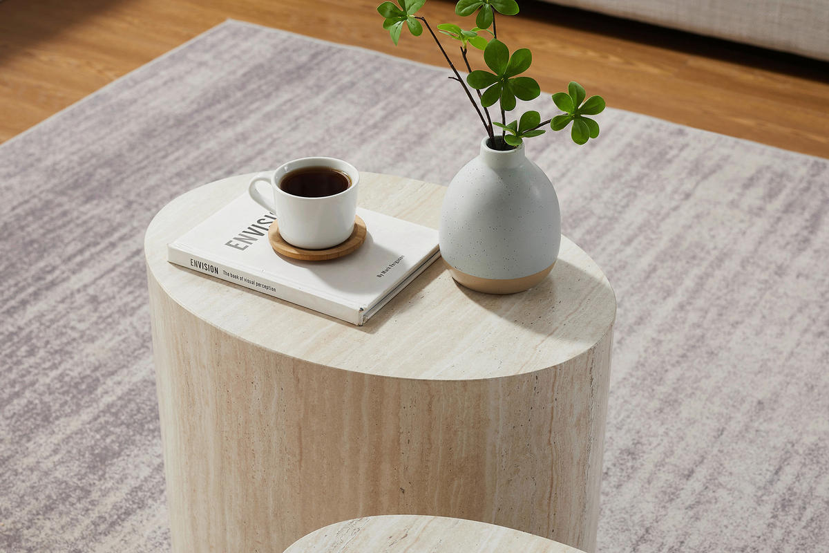 COUCHTISCHSET oval Beige  - Beige, MODERN, Holzwerkstoff (48-40/33-24,5/40-33cm) - Livetastic