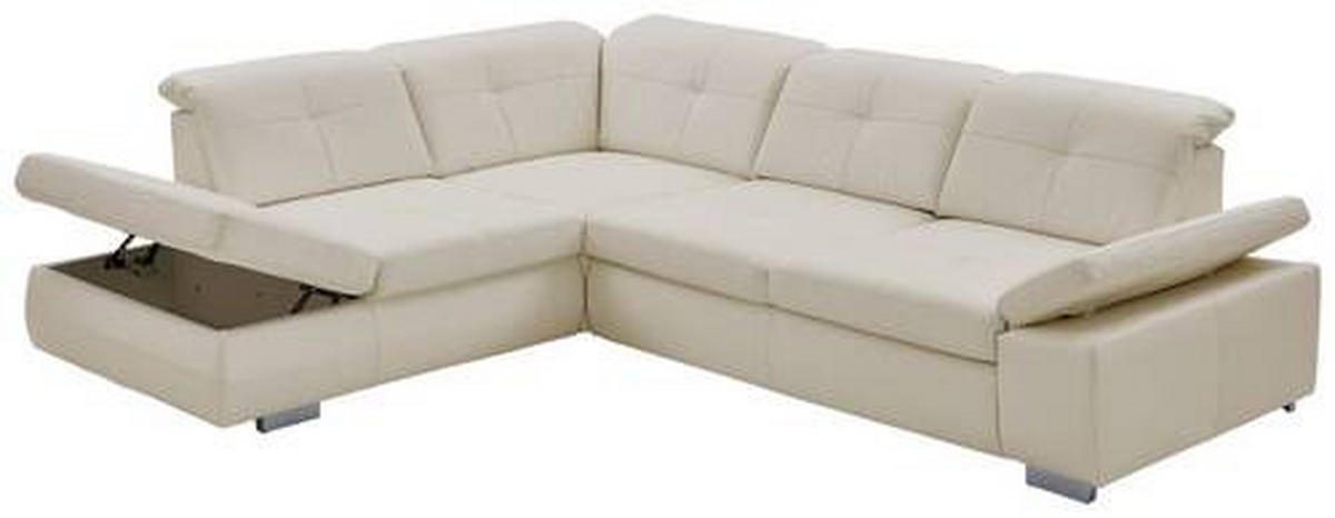 ECKSOFA in Echtleder Weiss  - Weiss, Basics, Leder/Metall (260/312cm) - Beldomo Premium
