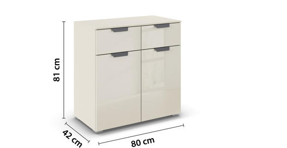 KOMMODE  in 80/81/42 cm  - Champagner/Dunkelgrau, Design, Glas/Holzwerkstoff (80/81/42cm) - Carryhome