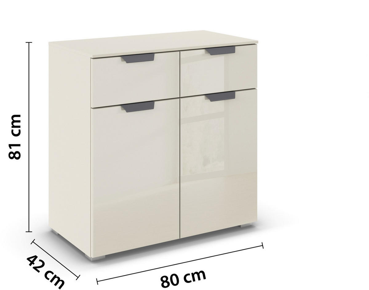 KOMMODE  in 80/81/42 cm  - Champagner/Dunkelgrau, Design, Glas/Holzwerkstoff (80/81/42cm) - Carryhome