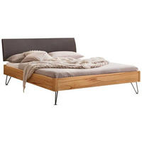 BETT 140/200 cm  in Anthrazit, Buchefarben, Dunkelgrau  - Dunkelgrau/Anthrazit, MODERN, Holz/Textil (140/200cm) - Hasena