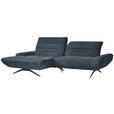 ECKSOFA  in Bouclé Blau  170-195/280 cm  - Blau/Schwarz, Design, Textil/Metall (170-195/280cm) - Dieter Knoll