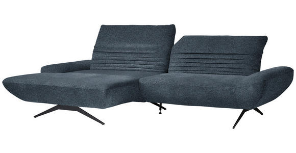 ECKSOFA  in Bouclé Blau  170-195/280 cm  - Blau/Schwarz, Design, Textil/Metall (170-195/280cm) - Dieter Knoll