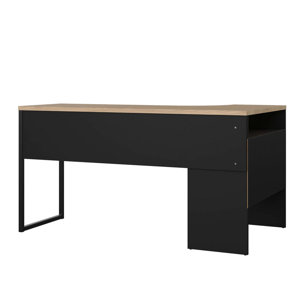 Thumbnail - Mid.you Schreibtisch, Schwarz, Eiche, Holzwerkstoff, 2 Schubladen, formgebogen, Kufe, 81.1x76.8x145.1 cm, Stauraum, Arbe...