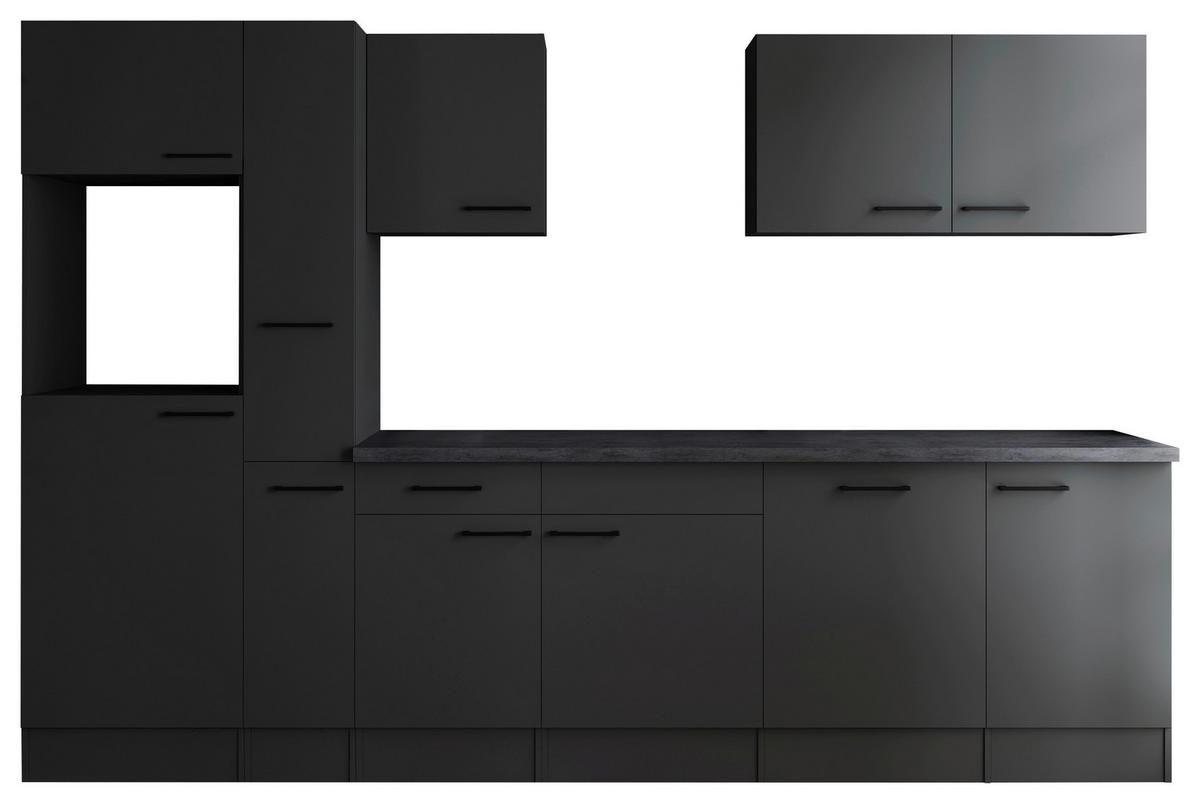 MODULKÖK UTAN VITVAROR 310 cm   i mörkgrå  - mörkgrå/svart, Design, metall/trämaterial (310cm) - Respekta