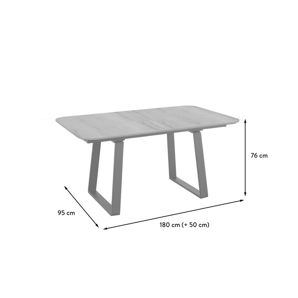 Thumbnail - Celina Home Esstisch Rom, Schwarz, Eiche dunkel, Metall, Holzwerkstoff, rechteckig, Kufe, 95x76x180-230 cm, ausziehbar, ...