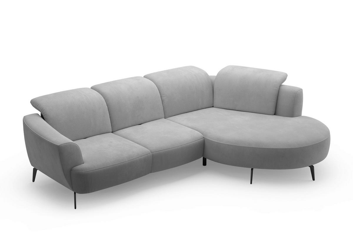 ECKSOFA ZOE E Grau Flachgewebe  - Schwarz/Grau, KONVENTIONELL, Textil/Metall (309/199cm) - Sit & More