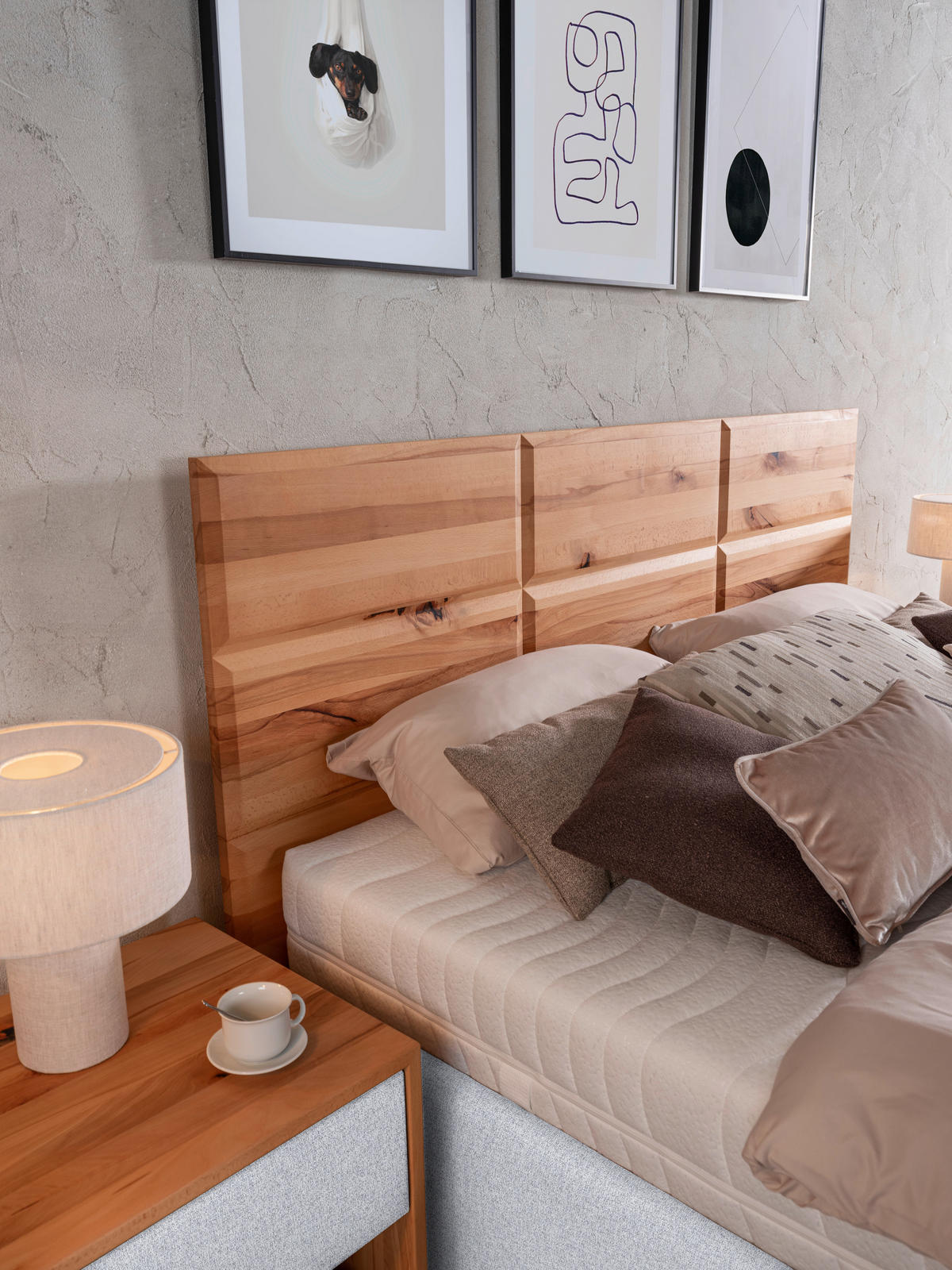 POLSTERBETT 200/200 cm  in Silberfarben, Buchefarben  - Weiss/Buchefarben, Design, Holz/Textil (200/200cm) - Valnatura