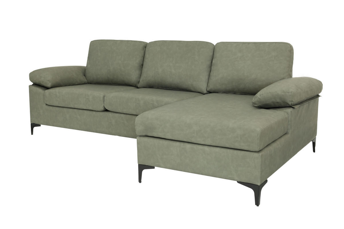 KUTNA GARNITURA tekstil  zelena   - zelena/crna, Konvencionalno, tekstil/metal (262/135cm) - MID.YOU