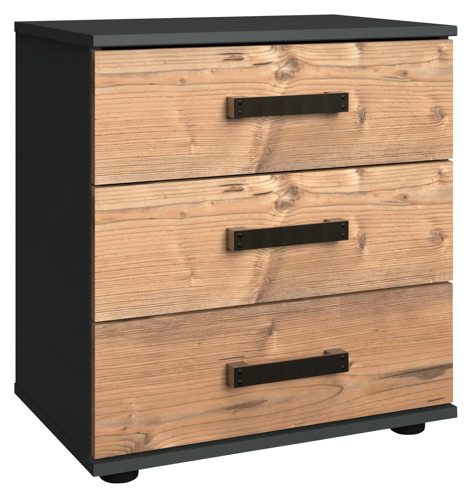 Noptiera, 52/58/38 cm, grafit, culoare lemn molid