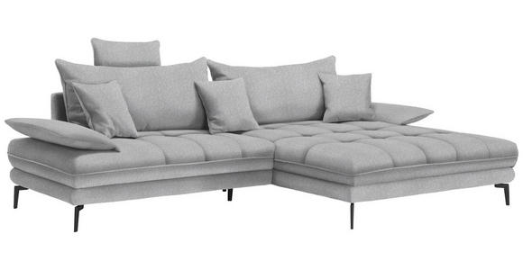 ECKSOFA in Webstoff Silberfarben  - Silberfarben/Schwarz, MODERN, Textil/Metall (297/173cm) - Carryhome