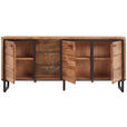 SIDEBOARD 175/77/40 cm  - Schwarz/Akaziefarben, MODERN, Glas/Holz (175/77/40cm) - Carryhome