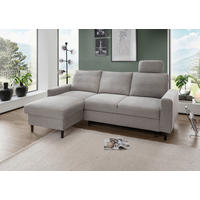 ECKSCHLAFSOFA Chenille Grau  - Schwarz/Grau, MODERN, Holz/Textil (147/234cm) - Livetastic