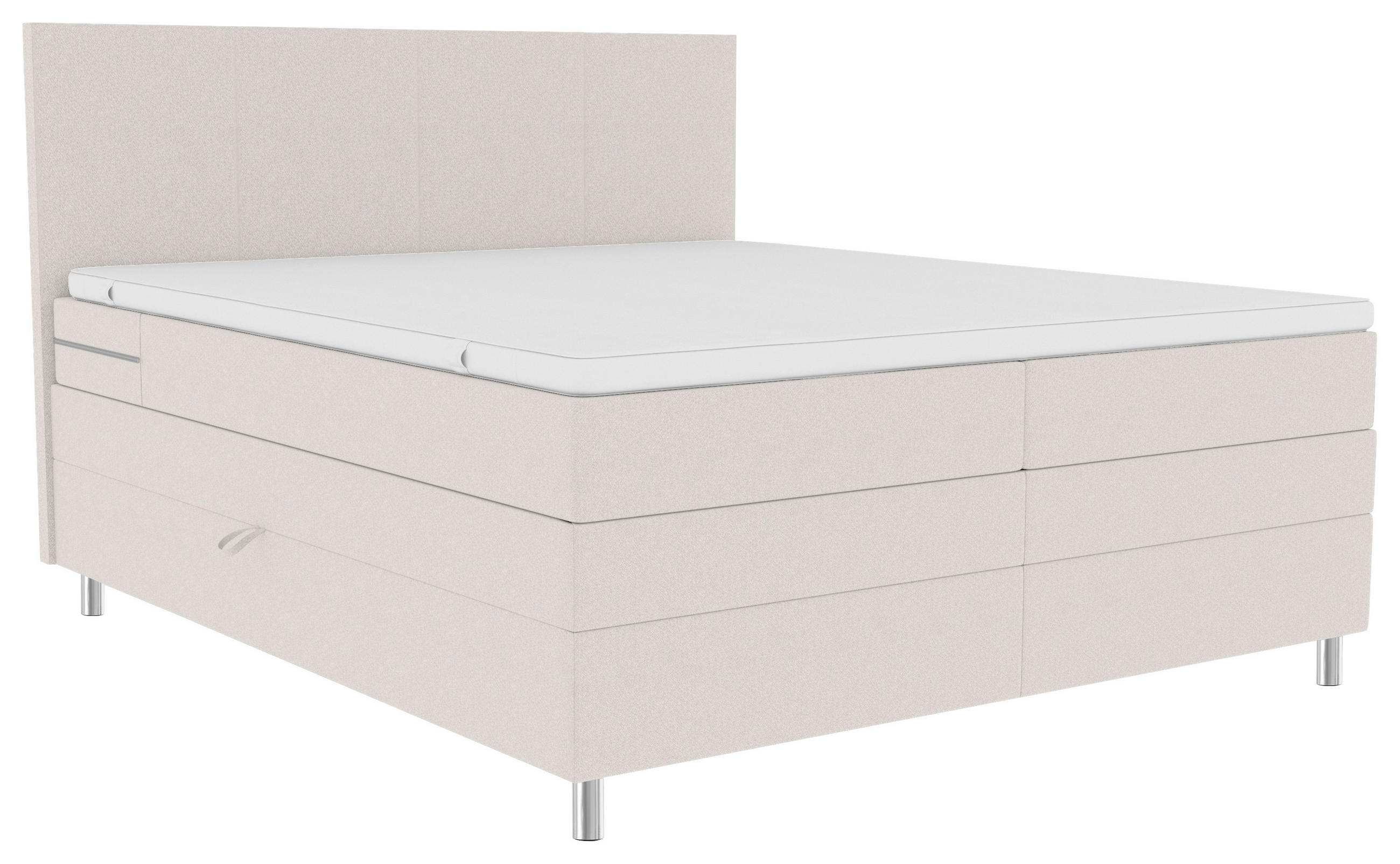 BOXSPRINGBETT 180/200 cm,  in Creme, Bettkasten, Topper, Matratzen, H3 = fest  - Chromfarben/Creme, KONVENTIONELL, Kunststoff/Textil (180/200cm) - Boxxx