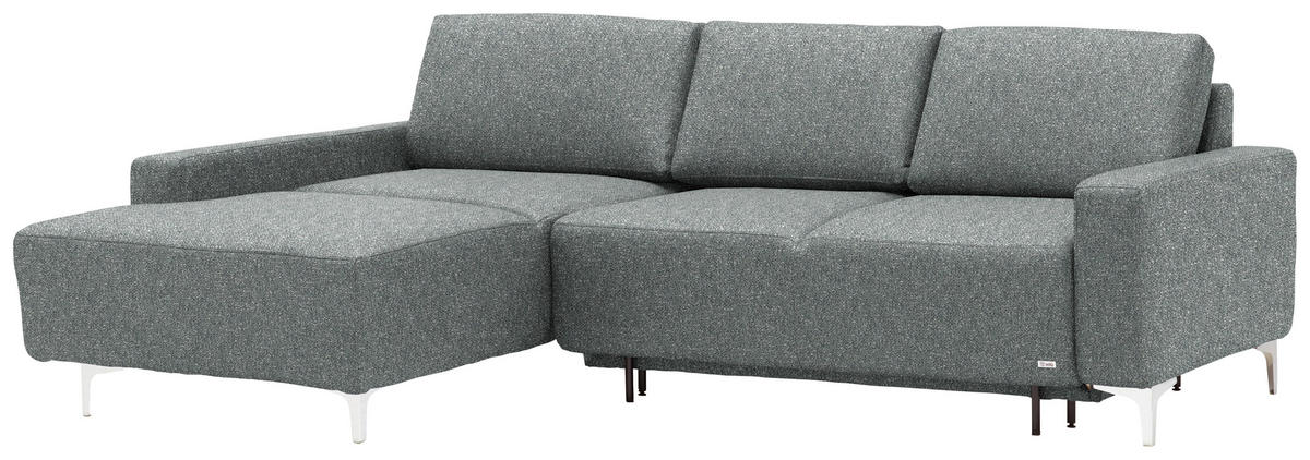 ECKSOFA  in Mikrovelours Grün  160/248 cm  - Alufarben/Grün, Design, Textil/Metall (160/248cm) - Sedda