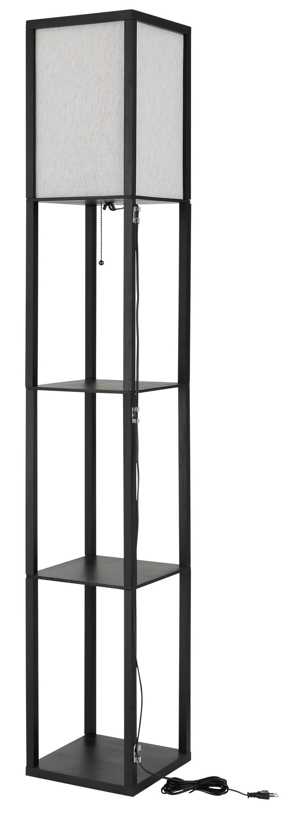 STEHLEUCHTE 26/26/159 cm    - Schwarz/Naturfarben, Design, Holz/Textil (26/26/159cm) - Globo