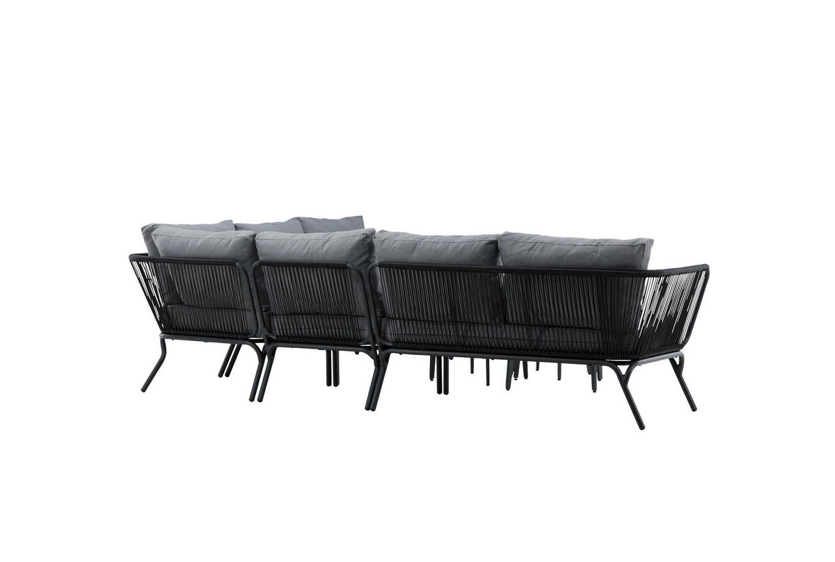 DINING-LOUNGESET Aluminium  - Schwarz/Grau, KONVENTIONELL, Textil/Metall - Gardenson