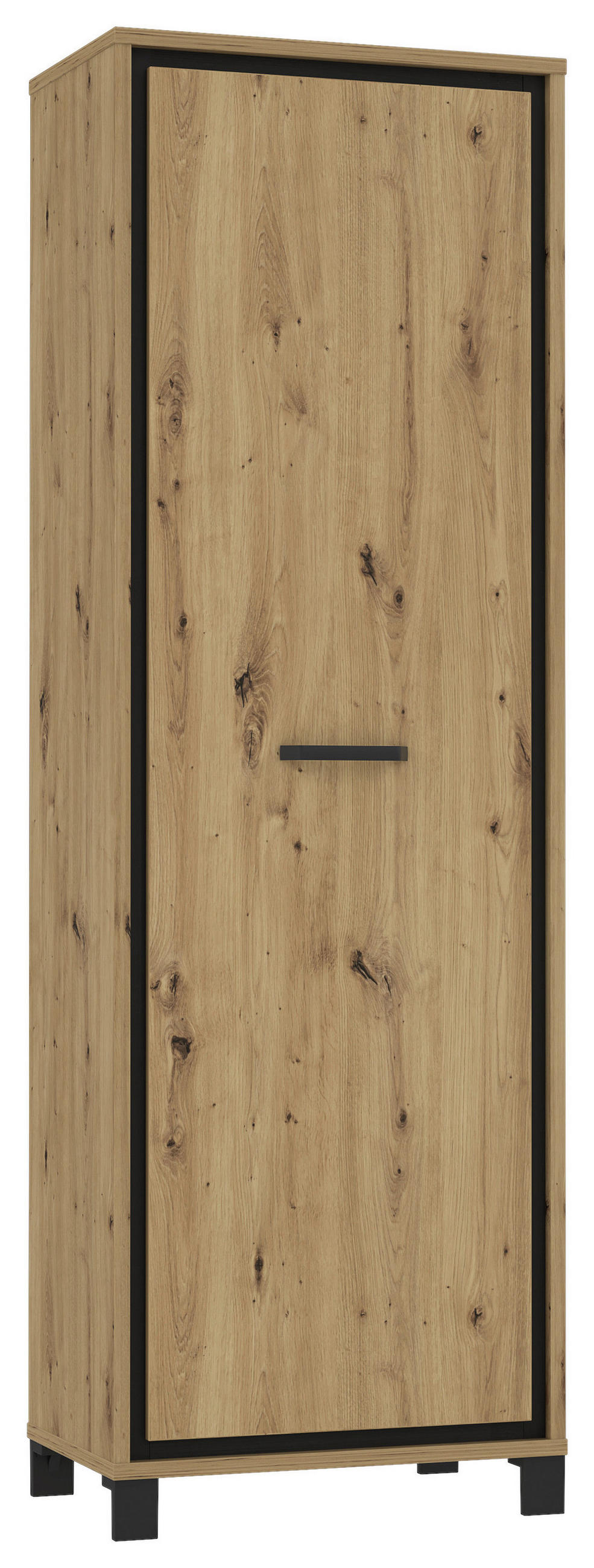 GARDEROBENSCHRANK Schwarz, Eichefarben - Eichefarben/Schwarz, Basics, Holzwerkstoff/Kunststoff (64,4/199,4/41,5cm) - Livetastic