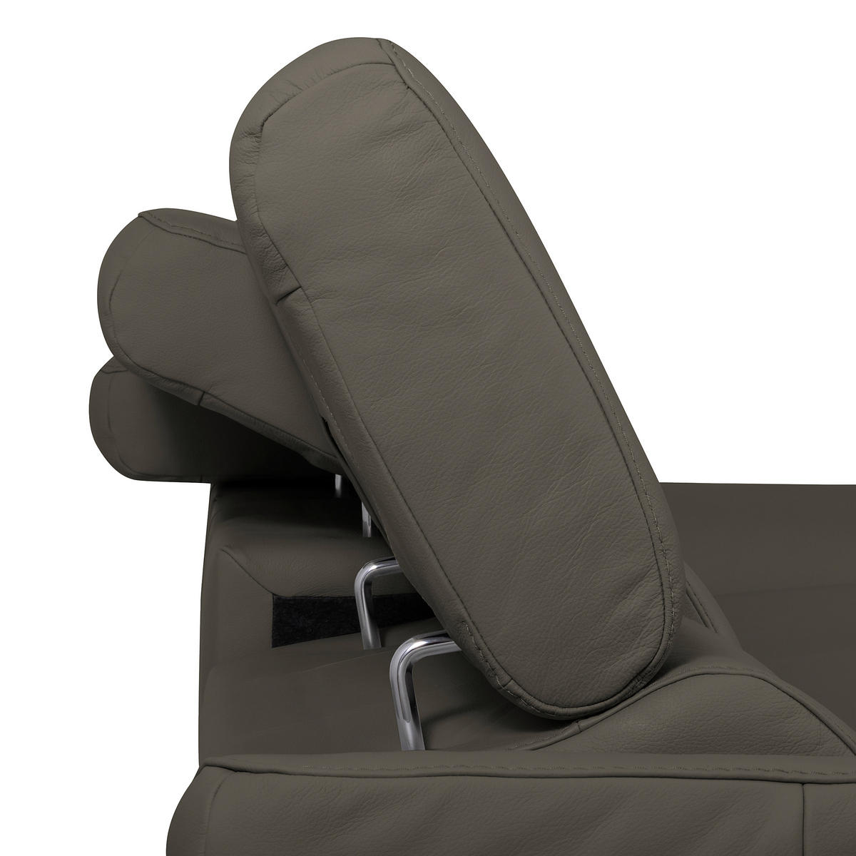 ECKSOFA Lederlook Echtleder Schlammfarben  - Chromfarben/Schlammfarben, Design, Leder/Textil (252/179cm) - Livetastic