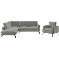 SITZGARNITUR in Flachgewebe Grau  - Schwarz/Grau, Design, Textil/Metall (202/250cm) - Livetastic