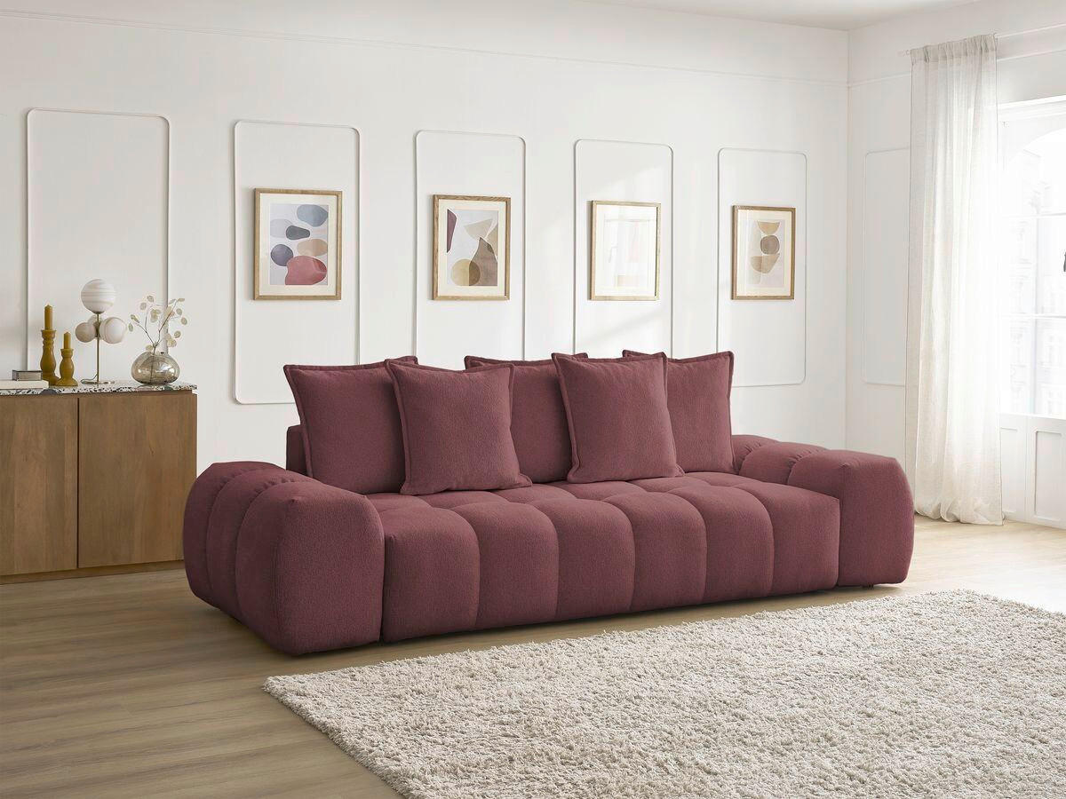 SCHLAFSOFA EVEREST  mit Armteil links, Armteil rechts Flachgewebe Rot  - Rot/Schwarz, MODERN, Kunststoff/Textil (278/115/90cm) - Livetastic