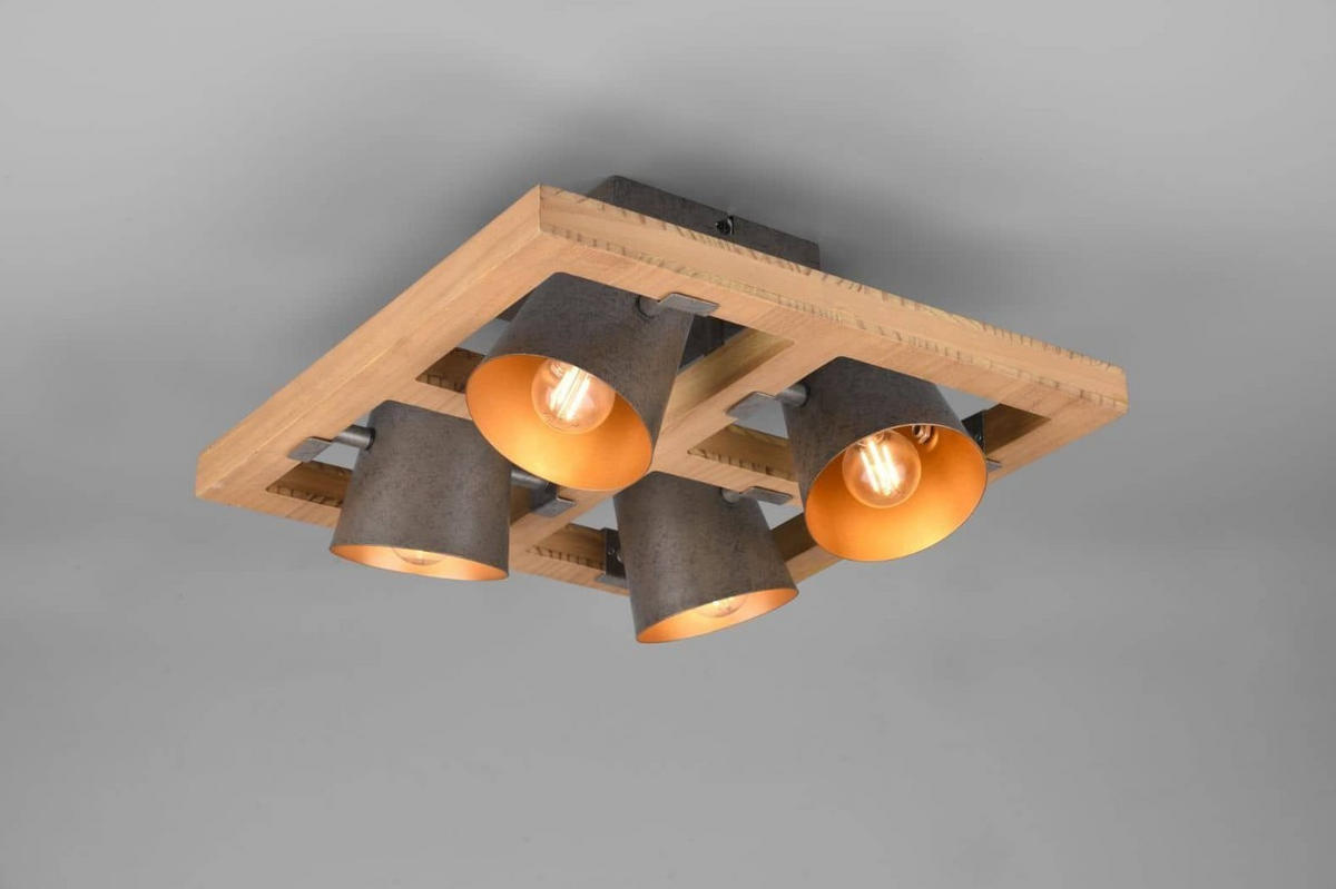 DECKENLEUCHTE    39/19/39 cm  - Goldfarben/Grau, Natur, Metall (39/19/39cm) - Trio Leuchten