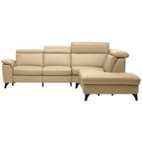 ECKSOFA in Echtleder Hellbraun  285/239 cm  - Hellbraun/Schwarz, Design, Leder/Metall (285/239cm) - Cantus